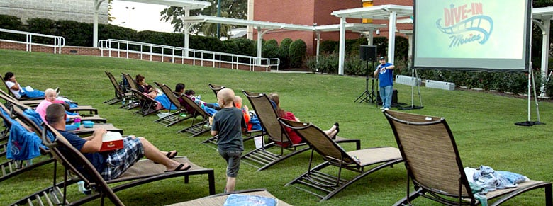 lounge chairs outside for dive-in movies event