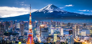 panoramic view of the city and a mountain in tokyo, japan