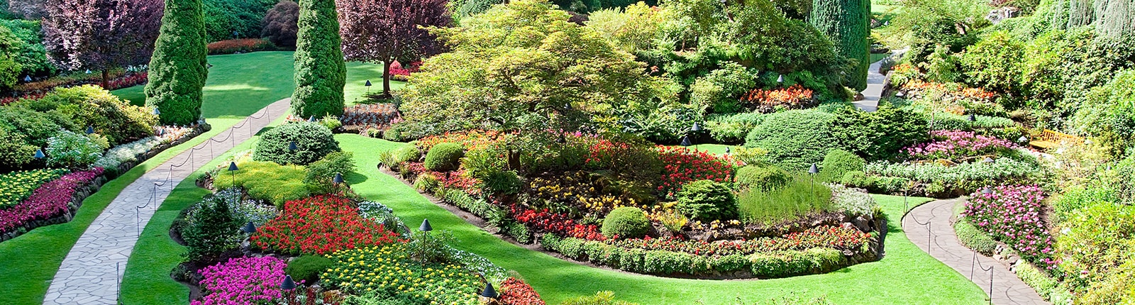 Manicured gardens in Victoria British Columbia