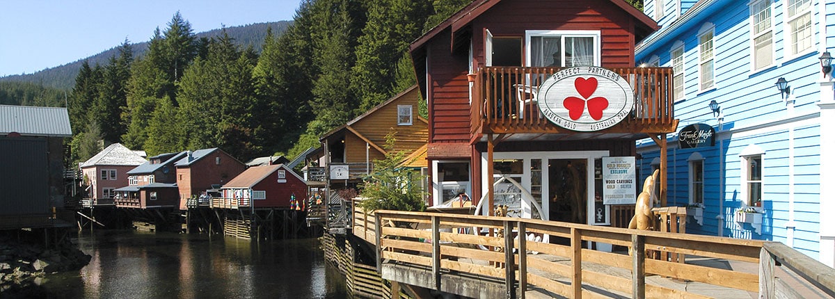 shop along the creekside in ketchikan