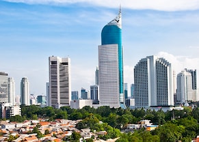 view of jakarta skyscraper center and surrounding homes