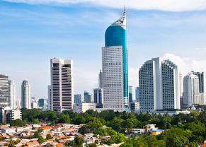 view of jakarta skyscraper center and surrounding homes
