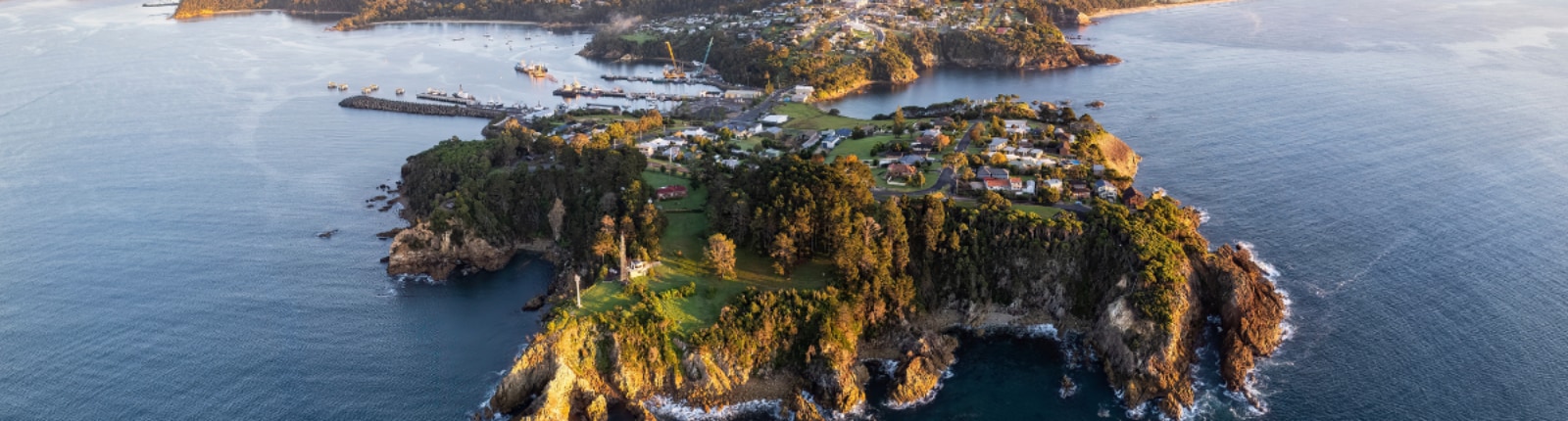 aerial view of the port in eden australia
