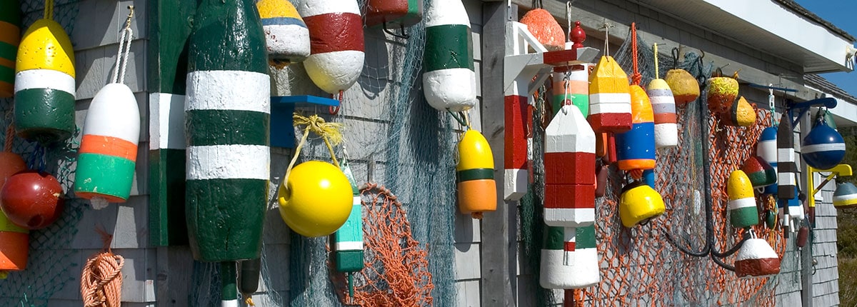 colorful fishing buoys in halifax