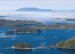 aerial view of the islands on the north coast by prince rupert, canada