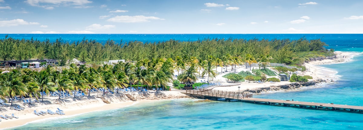 aerial view of grand turk island on a beautiful sunny day 