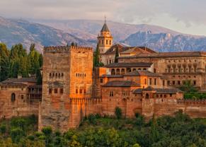 Exterior view of the Alhambra in Granada. 