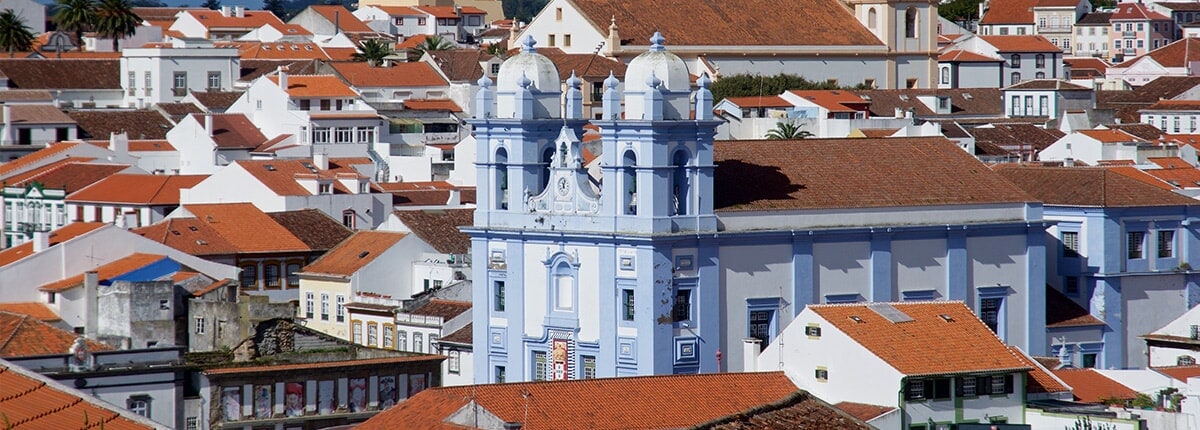 beautiful, colorful church in angra do heroísmo, azores