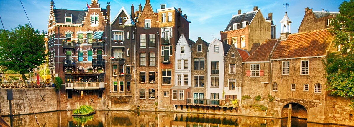 historic cityscape of delfshaven in rotterdam
