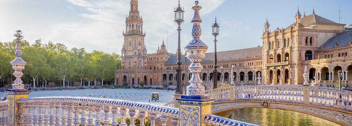the grande and colorful square of spain in seville