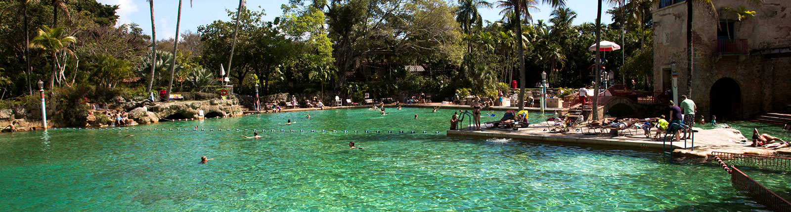 Tranquil and beautiful setting of the Venetian Pool in Miami, FL