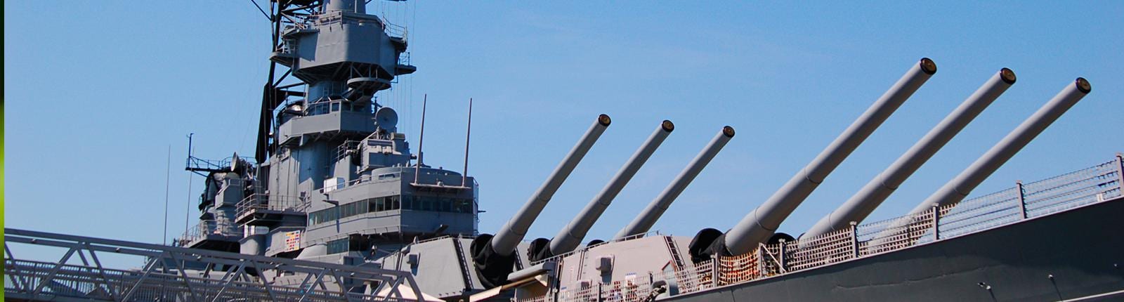 View of the historic USS Wisconsin battleship in Norfolk