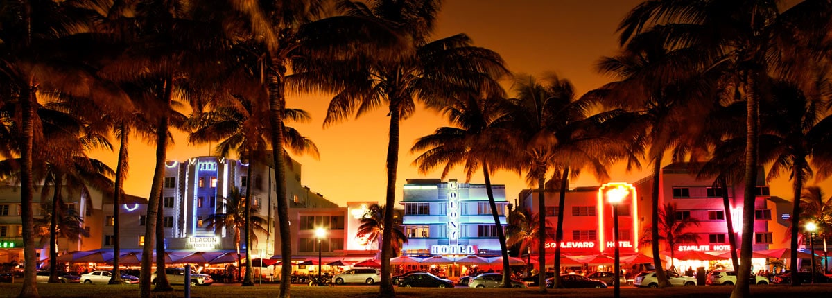 night time view of ocean drive