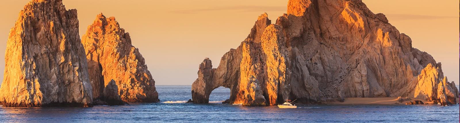 Beautiful view of complex rock formations in the blue oceans of Cabo San Lucas, Mexico