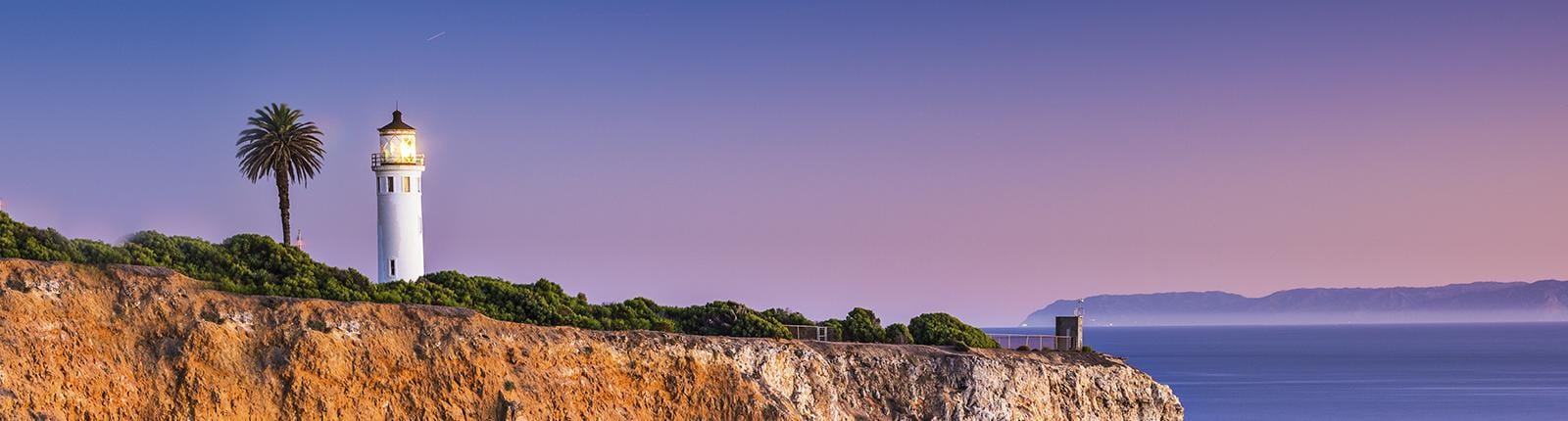 Beatiful view of a lighthouse on the coast of Catalina Island, California