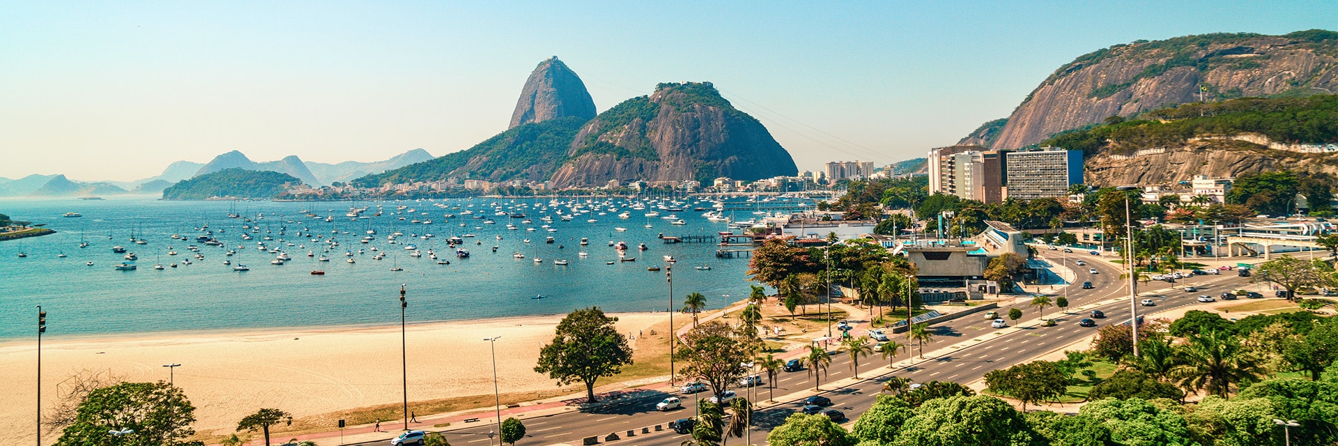aerial view of famous copacabana beach and ipanema beach in rio de janeiro
