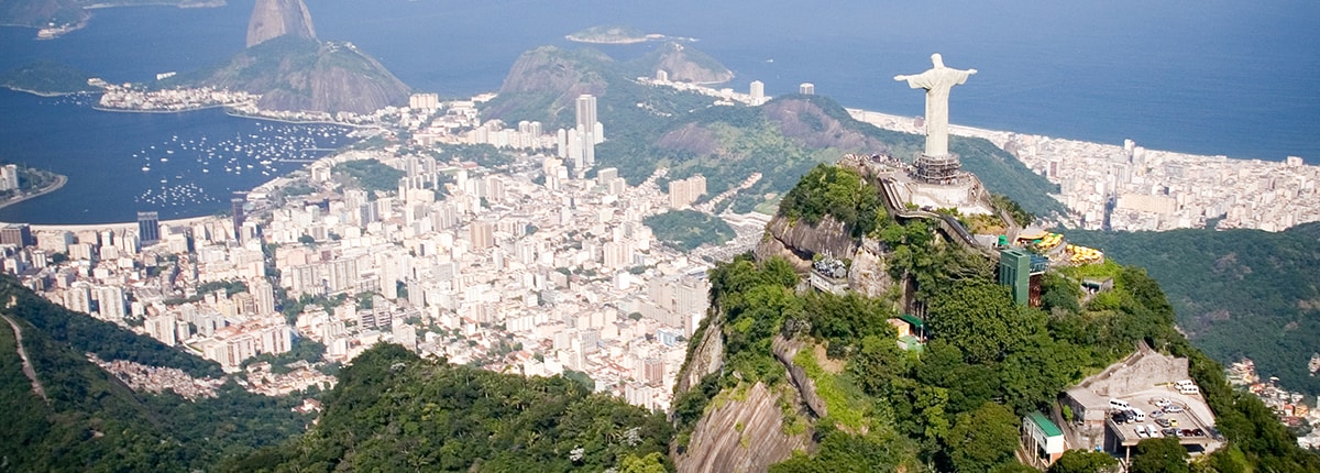aerial view of famous copacabana beach and ipanema beach in rio de janeiro