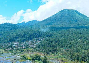 view of lokon mountain near bitung sulawesi indonesia