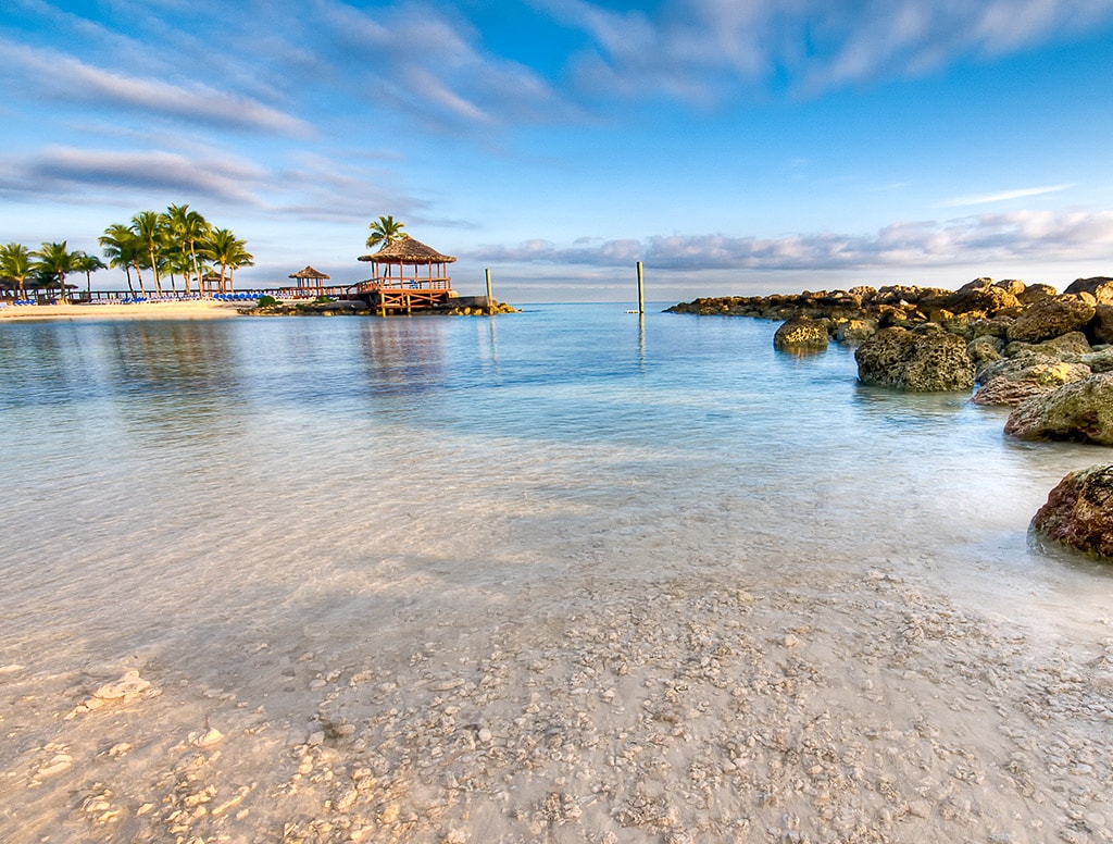 beautiful blue skies and water in nassau bahamas