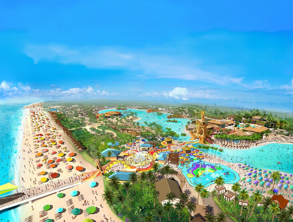 aerial view of the crystal blue waters of celebration key and different portal areas