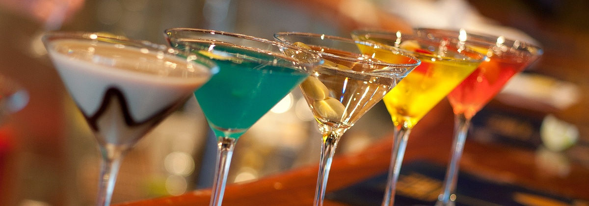 delicious colorful martini's lined up in a row at master the martini 