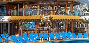 view of the redfrog tiki bar onboard carnival celebration