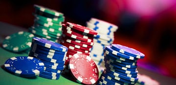 casino chips on poker table