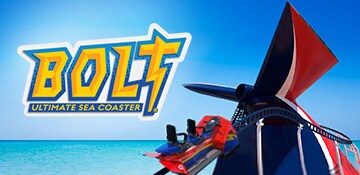 bolt ultimate sea coaster making its way around a carnival ship funnel