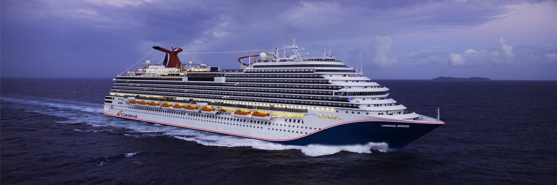 carnival breeze sets sail at sea