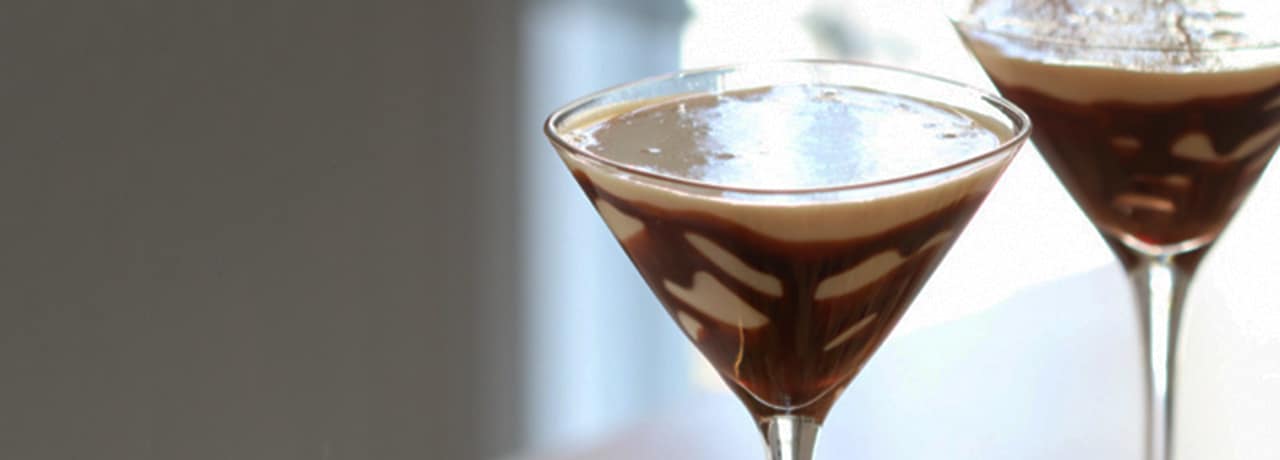 close up of 2 chocolate martinis
