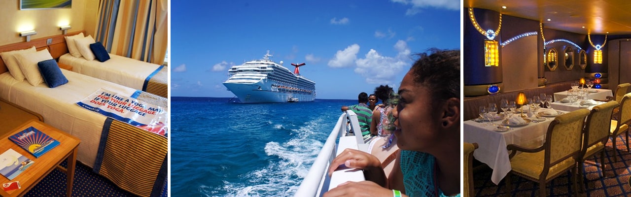 Banner with 3 images from a cruise.