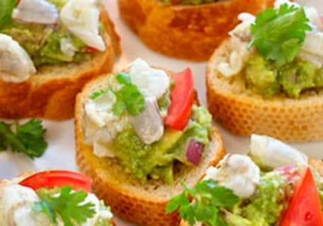 Guacamole & Shrimp Ceviche Toasts