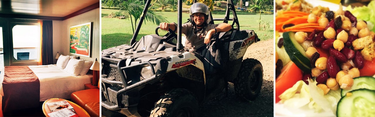 Banner with images of all different parts of a Carnival cruise experience