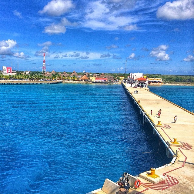 view of Cozumel dock from carnival ship
