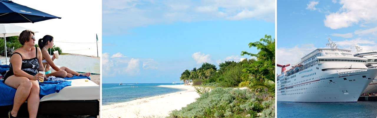 Banner with images from private beach excursion in Cozumel, Mexico