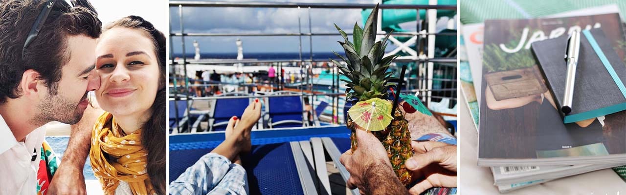 Banner with images onboard a Carnival cruise