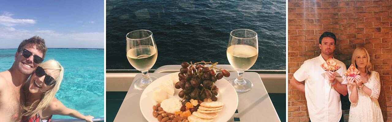 Banner with images of Bobby and Alli enjoying their Carnival cruise