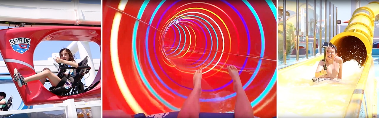 Bammer of images of Eh Bee Family children playing on Vista, slides and sky ride