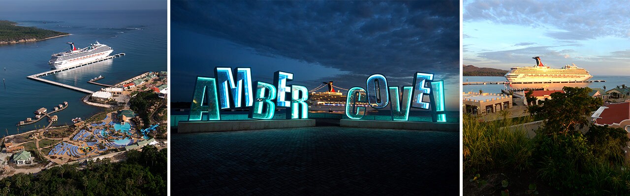 Banner of images from Amber Cove cruise port