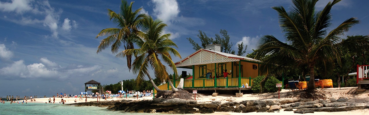 Shack along beach in Caribbean