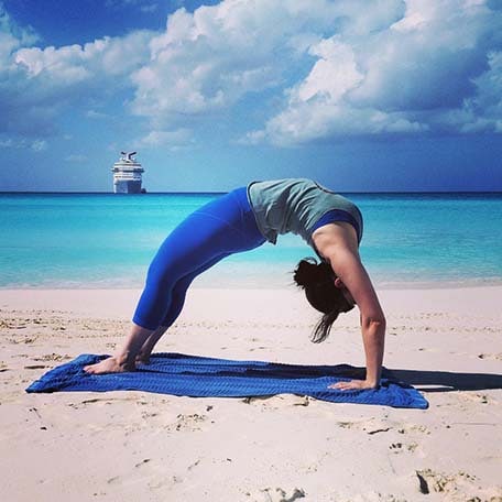 Beach yoga in Half Moon Cay