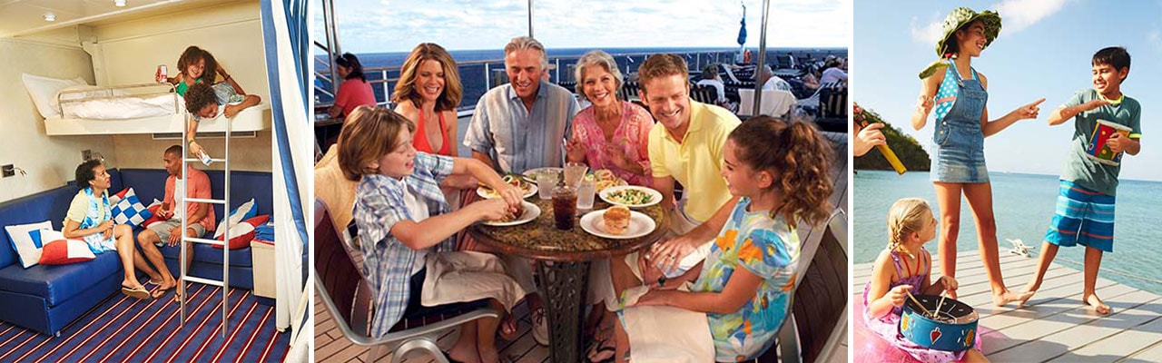 Banner with images of families on cruises