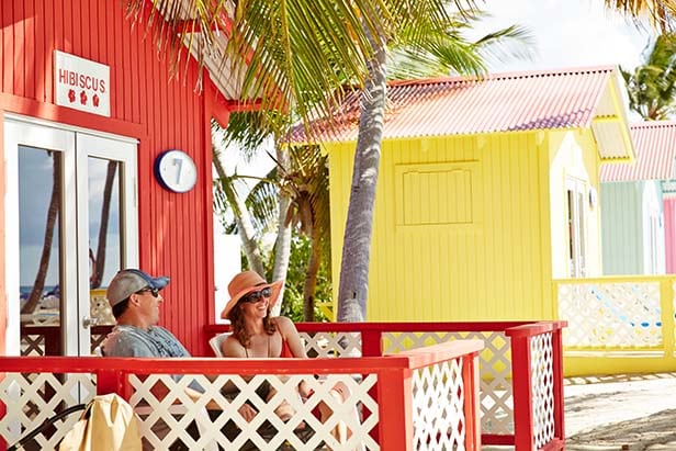 a couple enjoying their bungalow in princess cays