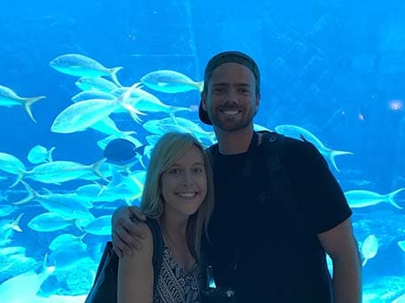 The couple in front of the aquarium