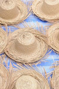 straw hats in a local bahamian market
