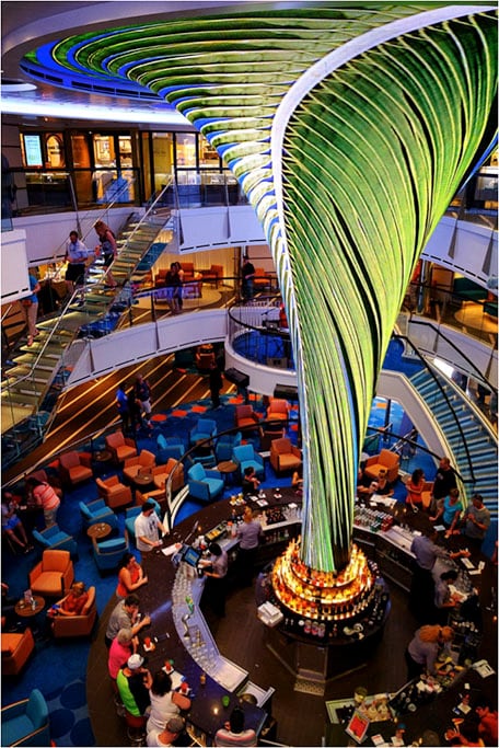 Overhead view of the main lobby on the Carnival Vista