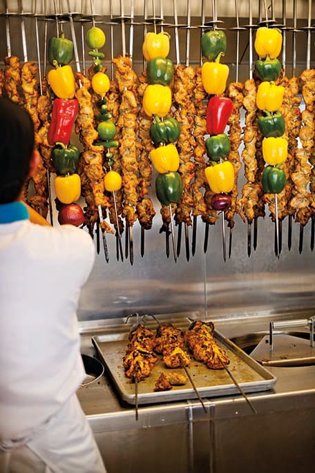 kebab skewers at the indian tandoor restaurant