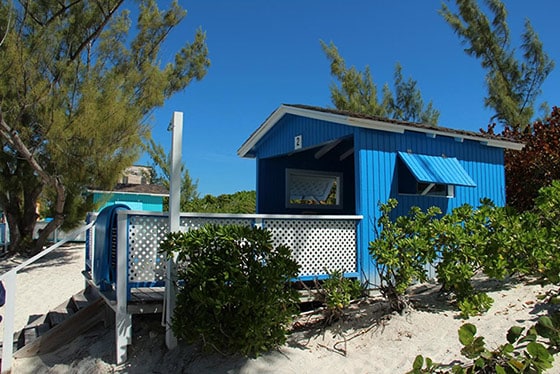 a blue cabana rental located in half moon cay, the bahamas