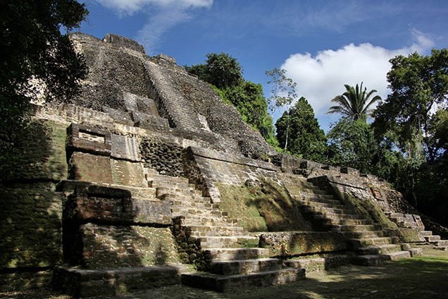 one of the largest mayan ceremonial sites, lamanai mayan ruins, in belize
