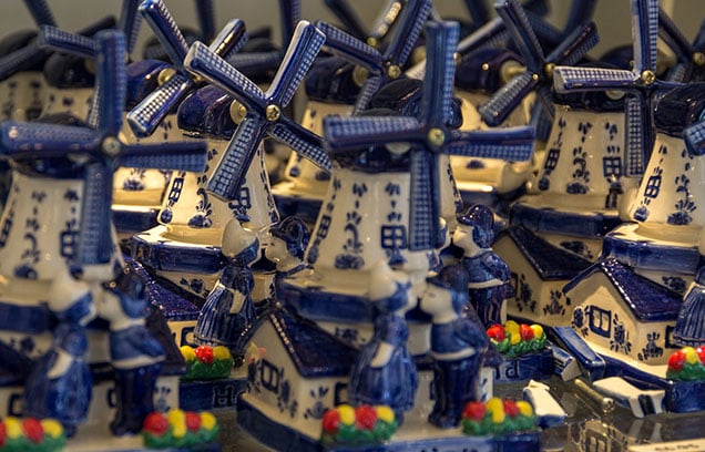 blue and white porcelain windmills